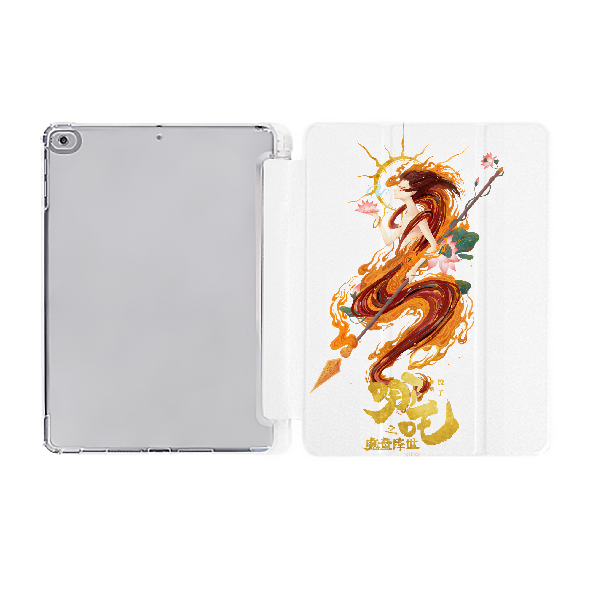 （画像用） Ne Zha 2 ナタ 魔童の大暴れ IPad ケース ペン収納付き 三つ折りスタンド PUレザー×シリコン 対応機種9.5/10.5/10.9インチ